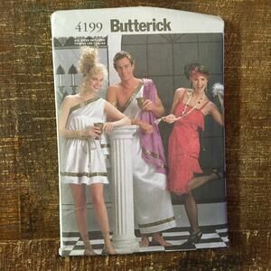 Butterick Sewing Pattern 4199 Womens Mens Hercules Flapper Toga Costume UNCUT